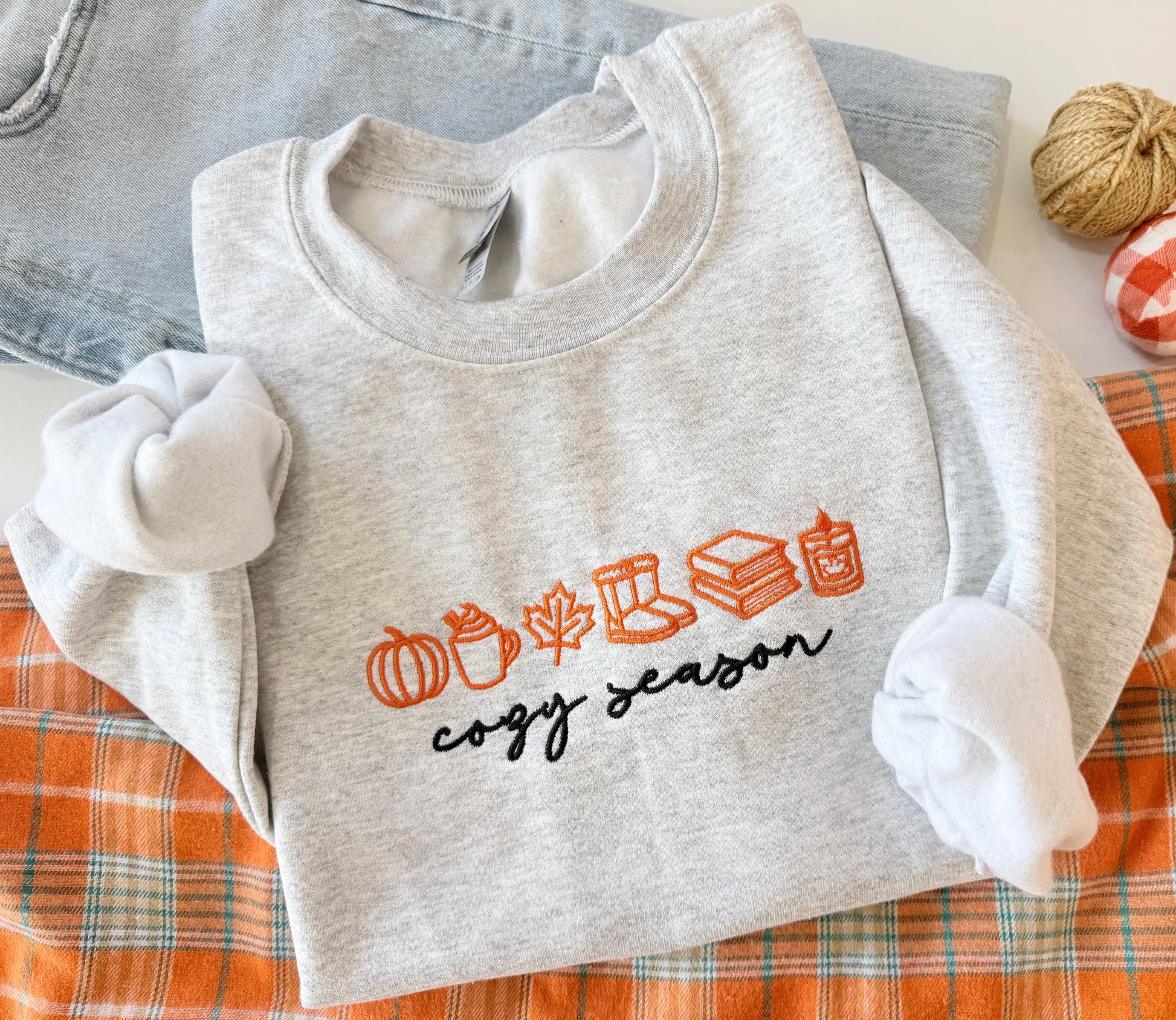 Personalized Halloween Sweatshirt, Cozy or Spooky Season Embroidery