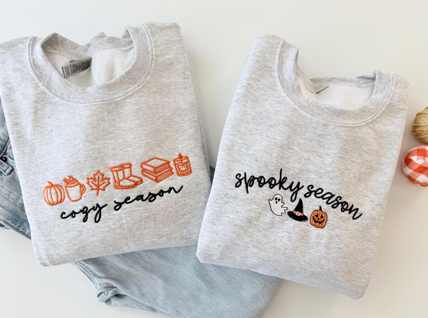 Personalized Halloween Sweatshirt, Cozy or Spooky Season Embroidery