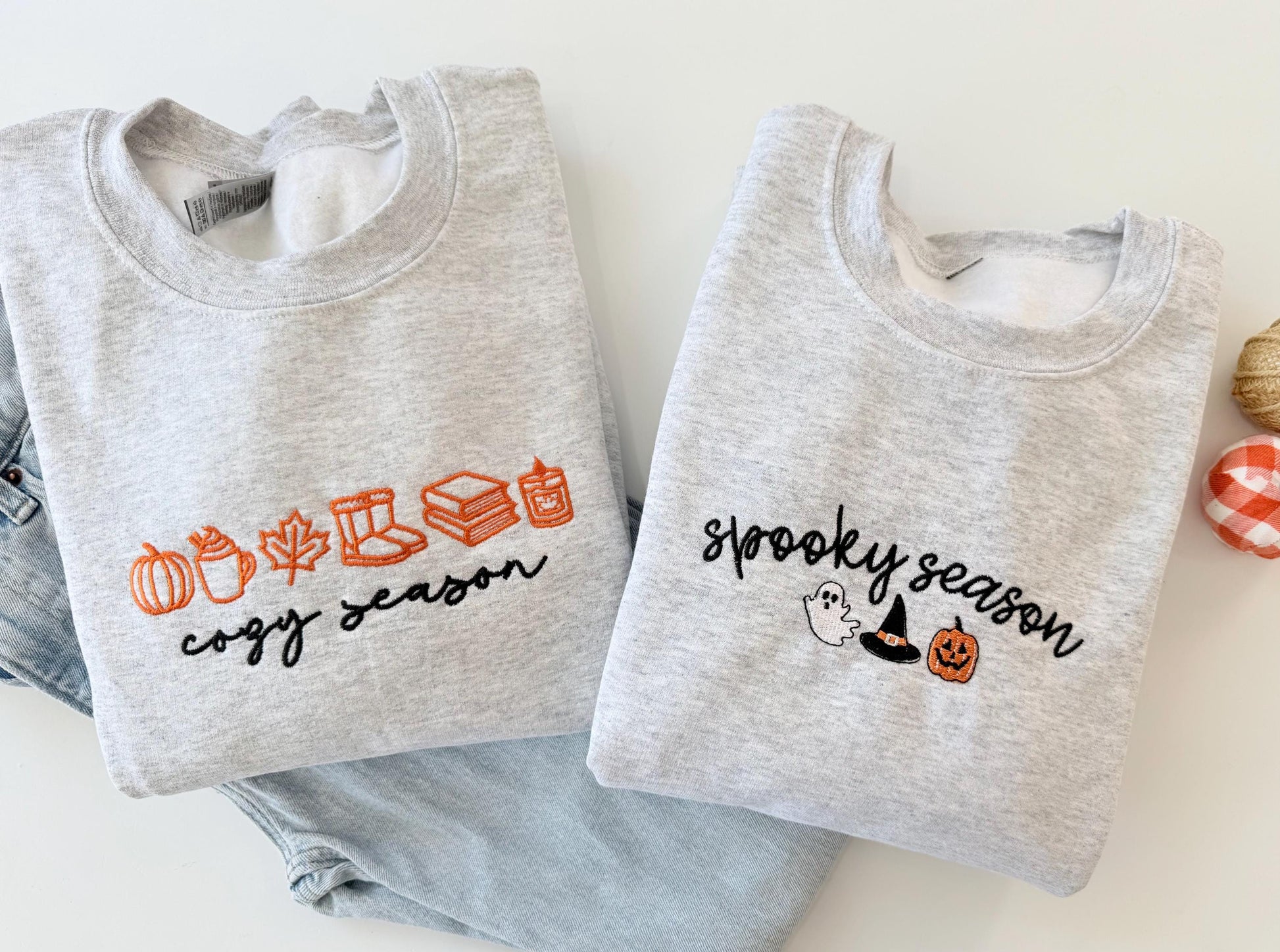 Personalized Halloween Sweatshirt, Cozy or Spooky Season Embroidery