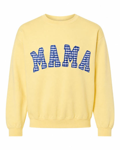 Embroidered gingham mama sweatshirt, Appliqué sweatshirt for mom, Baby shower gift for new mom, Gift for Mom, New Mom Sweatshirt