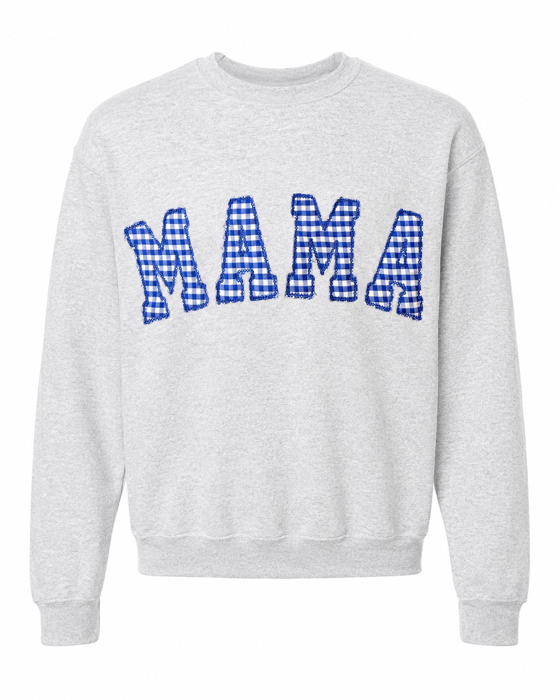 Embroidered gingham mama sweatshirt, Appliqué sweatshirt for mom, Baby shower gift for new mom, Gift for Mom, New Mom Sweatshirt
