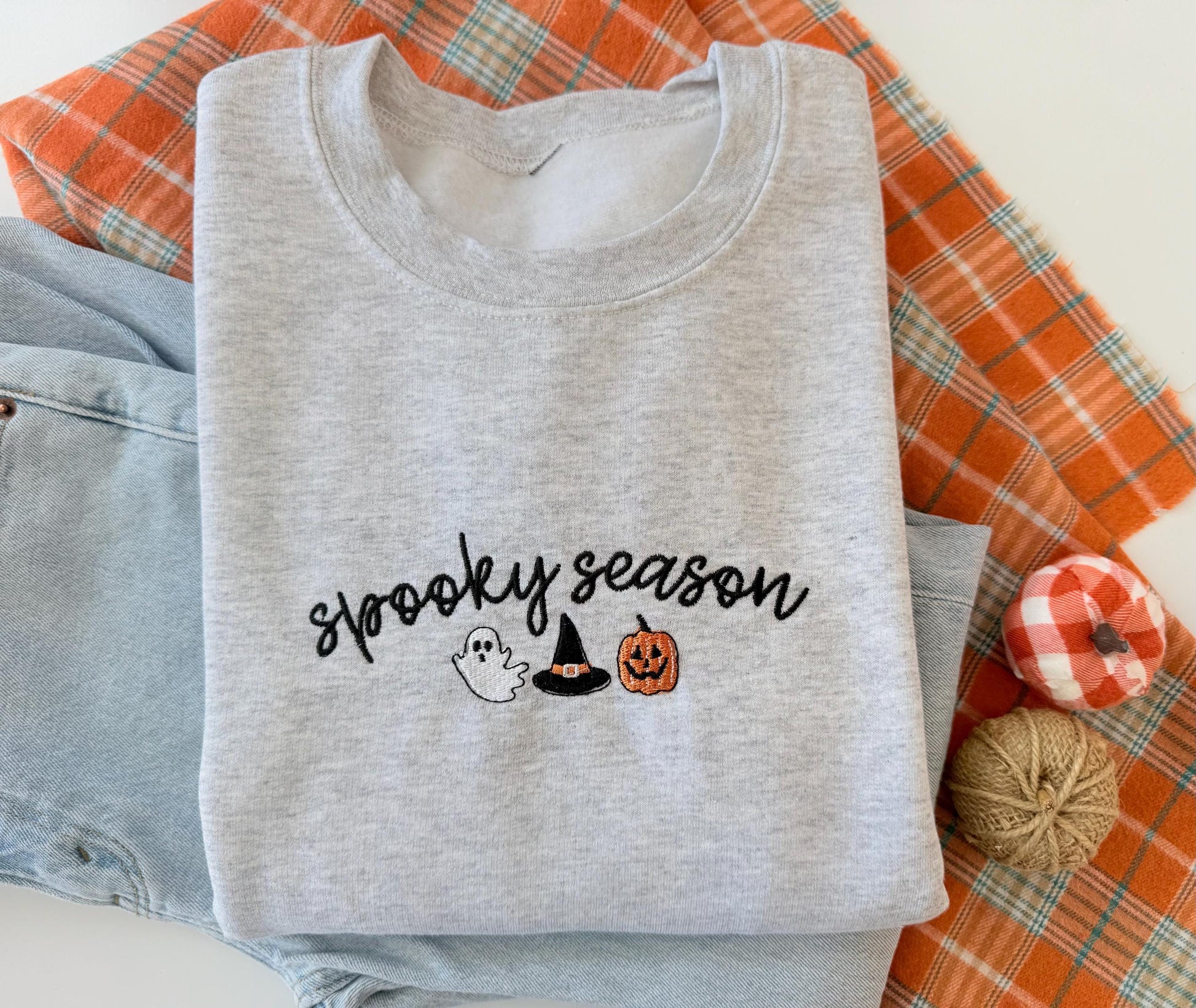 Personalized Halloween Sweatshirt, Cozy or Spooky Season Embroidery