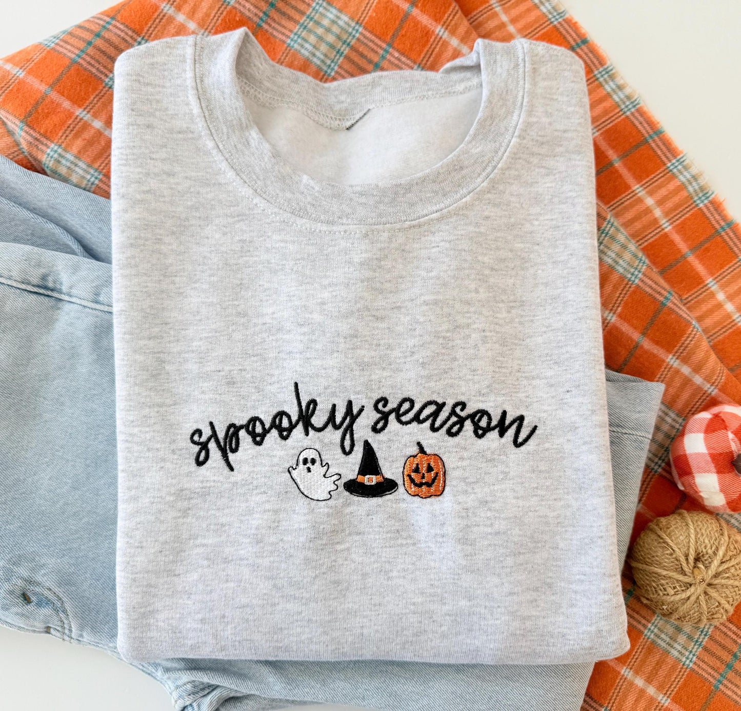 Personalized Halloween Sweatshirt, Cozy or Spooky Season Embroidery
