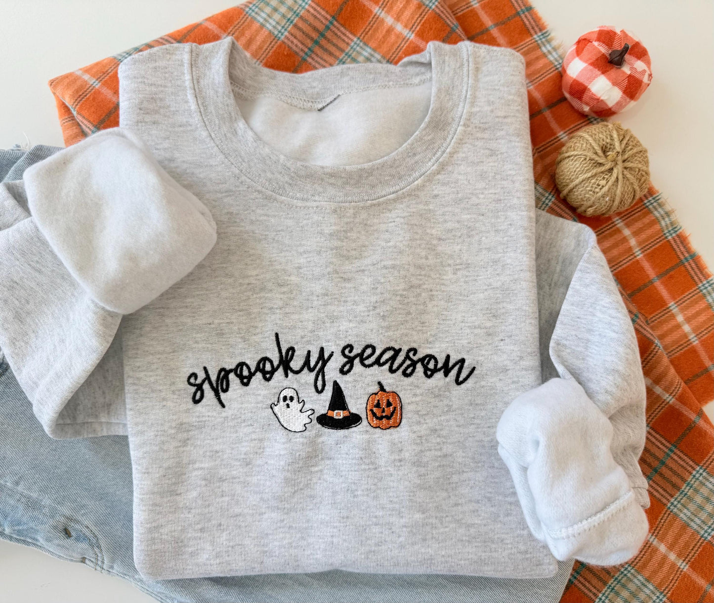 Personalized Halloween Sweatshirt, Cozy or Spooky Season Embroidery