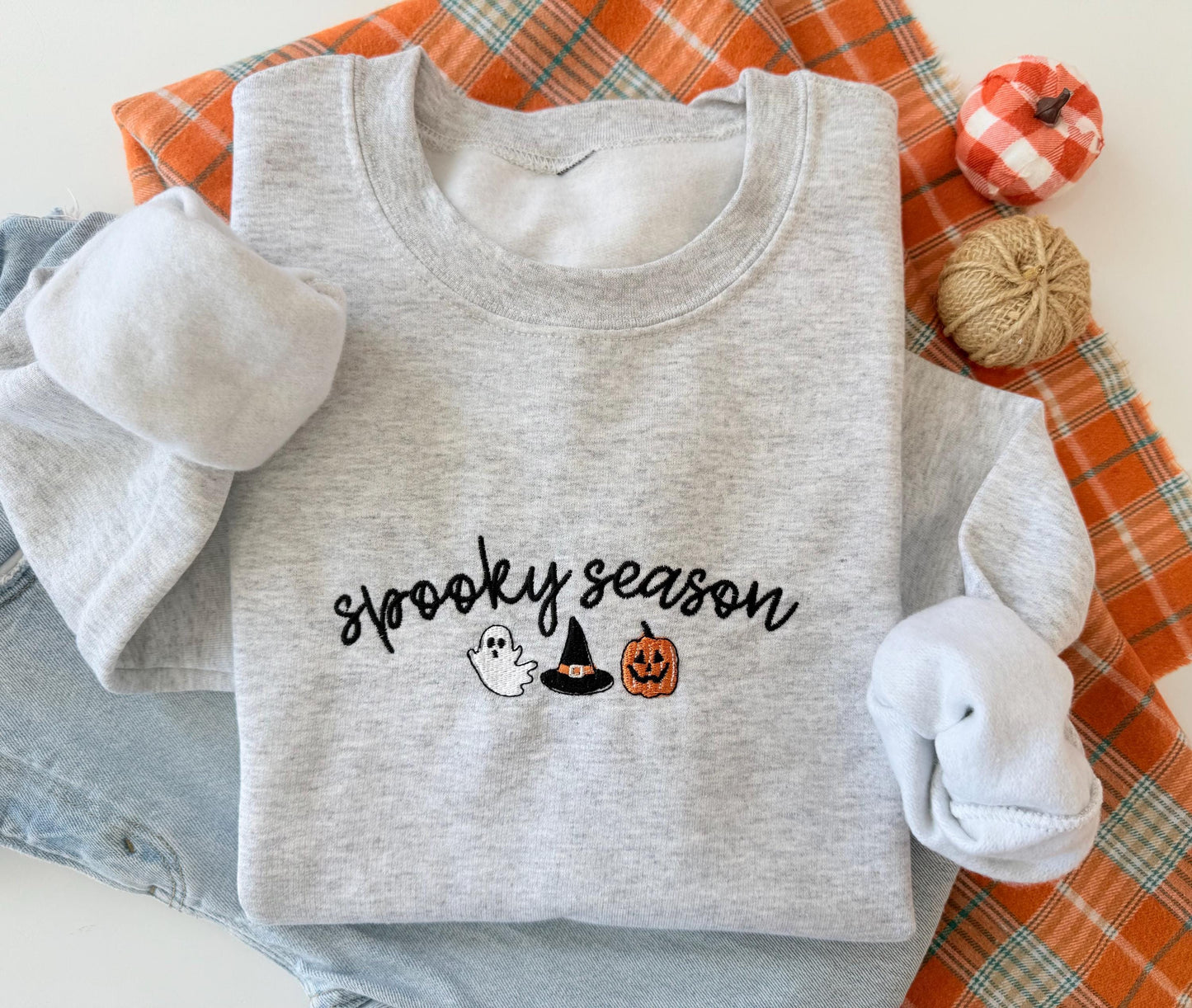 Personalized Halloween Sweatshirt, Cozy or Spooky Season Embroidery
