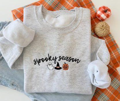 Personalized Halloween Sweatshirt, Cozy or Spooky Season Embroidery