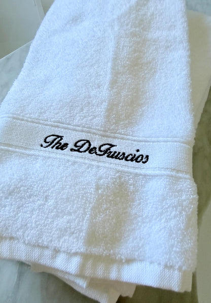 Personalized Hand Towel, Custom Embroidered Family Name Towel, Luxury Cotton Bathroom Decor, Housewarming Wedding or Hostess Gift
