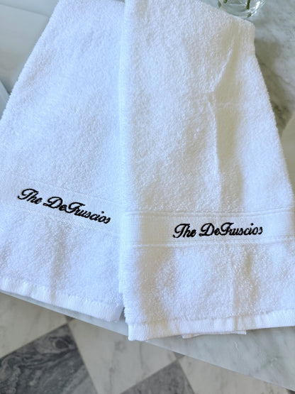 Personalized Hand Towel, Custom Embroidered Family Name Towel, Luxury Cotton Bathroom Decor, Housewarming Wedding or Hostess Gift