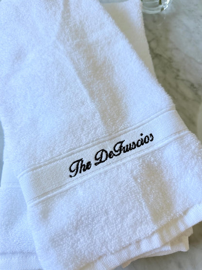 Personalized Hand Towel, Custom Embroidered Family Name Towel, Luxury Cotton Bathroom Decor, Housewarming Wedding or Hostess Gift