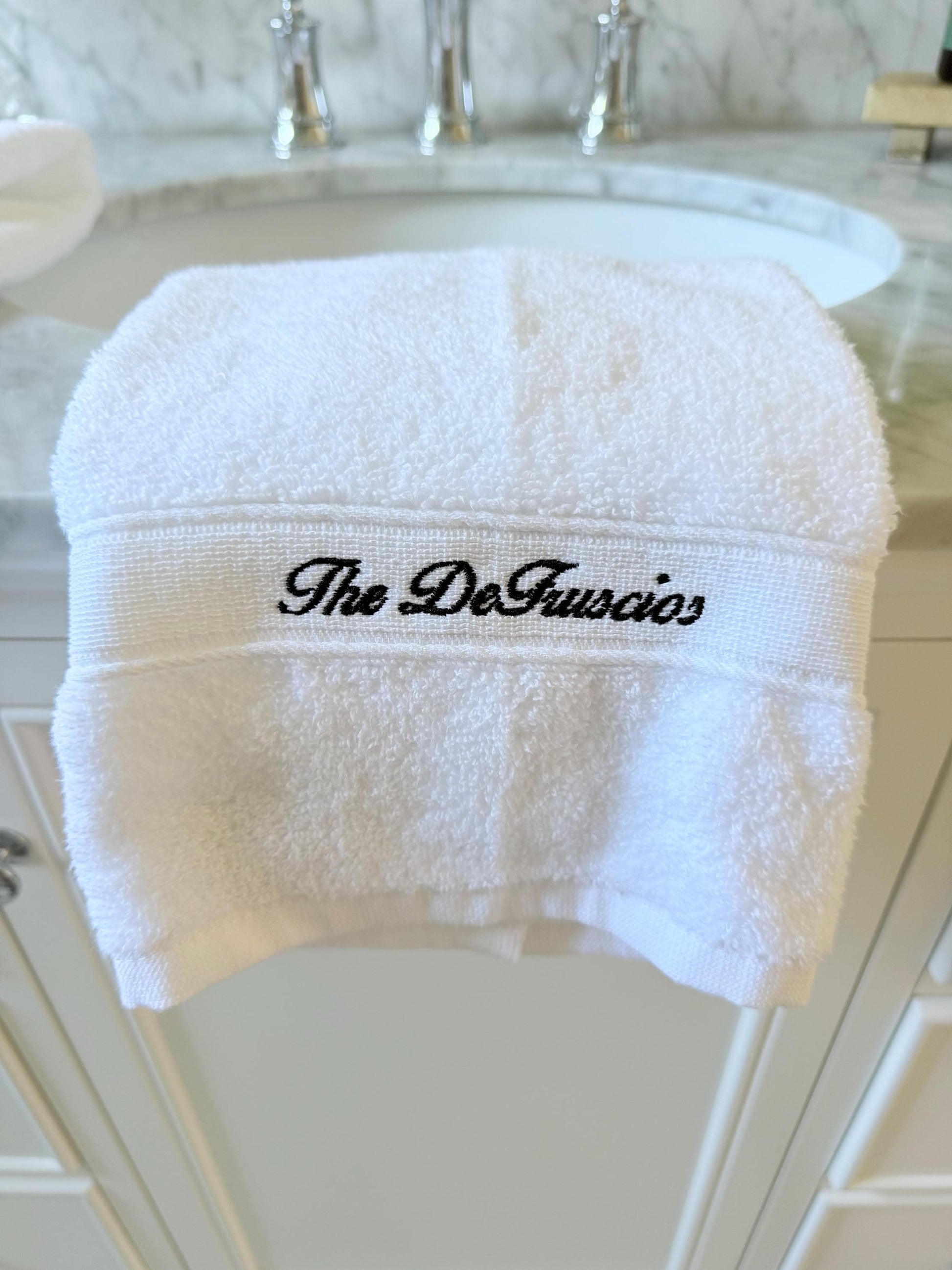 Personalized Hand Towel, Custom Embroidered Family Name Towel, Luxury Cotton Bathroom Decor, Housewarming Wedding or Hostess Gift