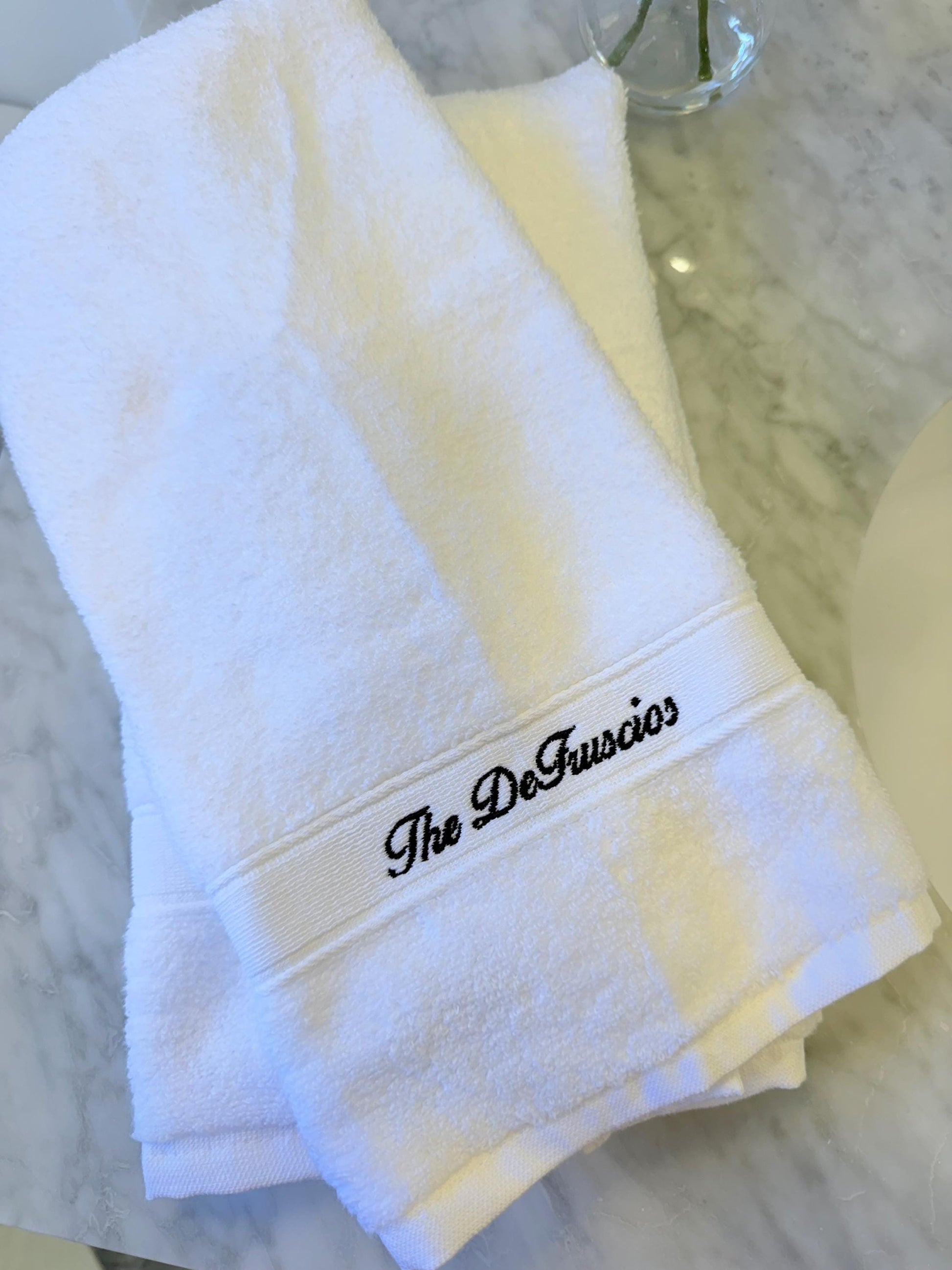 Personalized Hand Towel, Custom Embroidered Family Name Towel, Luxury Cotton Bathroom Decor, Housewarming Wedding or Hostess Gift
