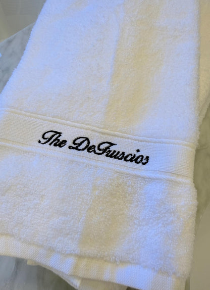 Personalized Hand Towel, Custom Embroidered Family Name Towel, Luxury Cotton Bathroom Decor, Housewarming Wedding or Hostess Gift