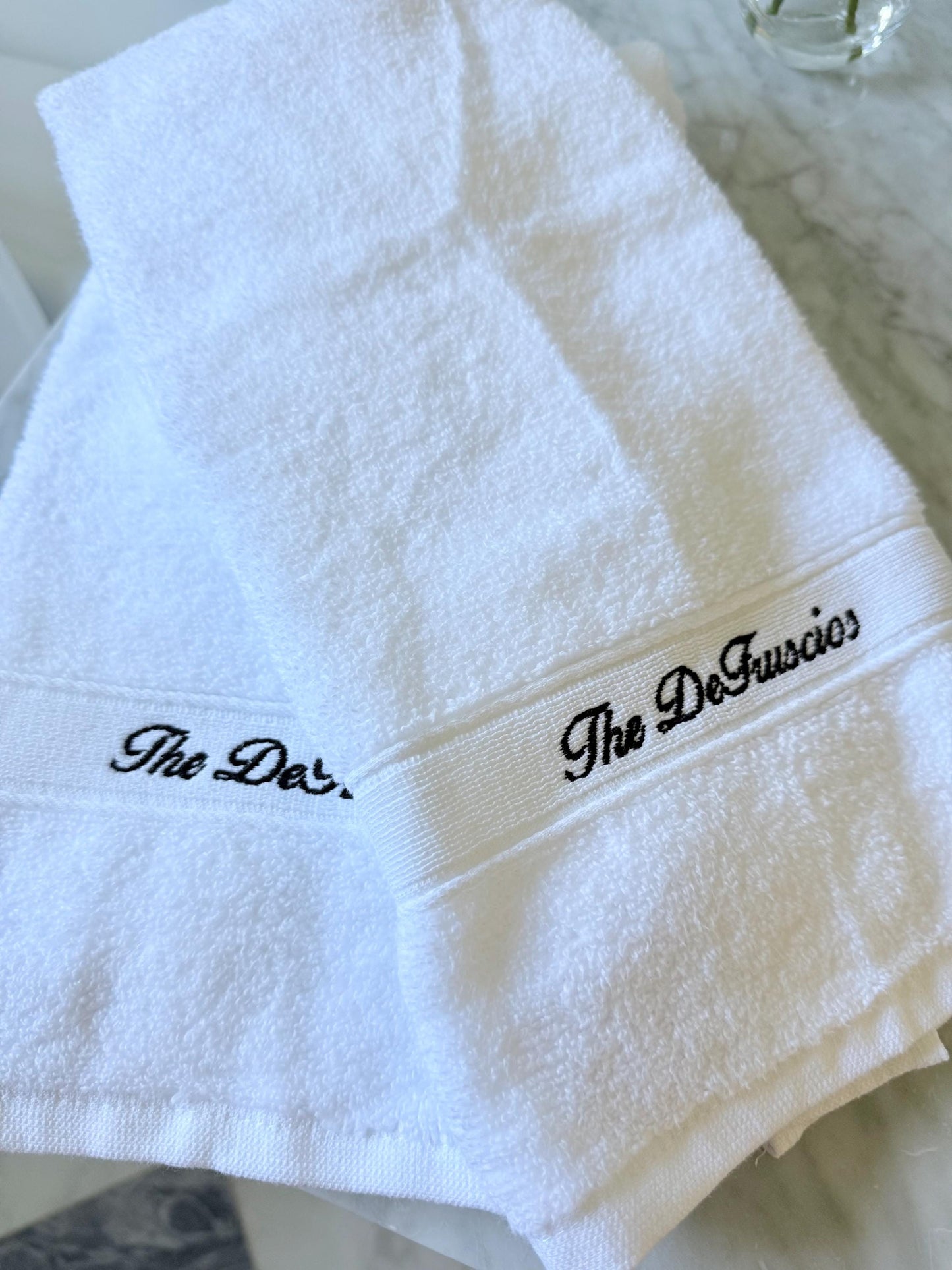 Personalized Hand Towel, Custom Embroidered Family Name Towel, Luxury Cotton Bathroom Decor, Housewarming Wedding or Hostess Gift