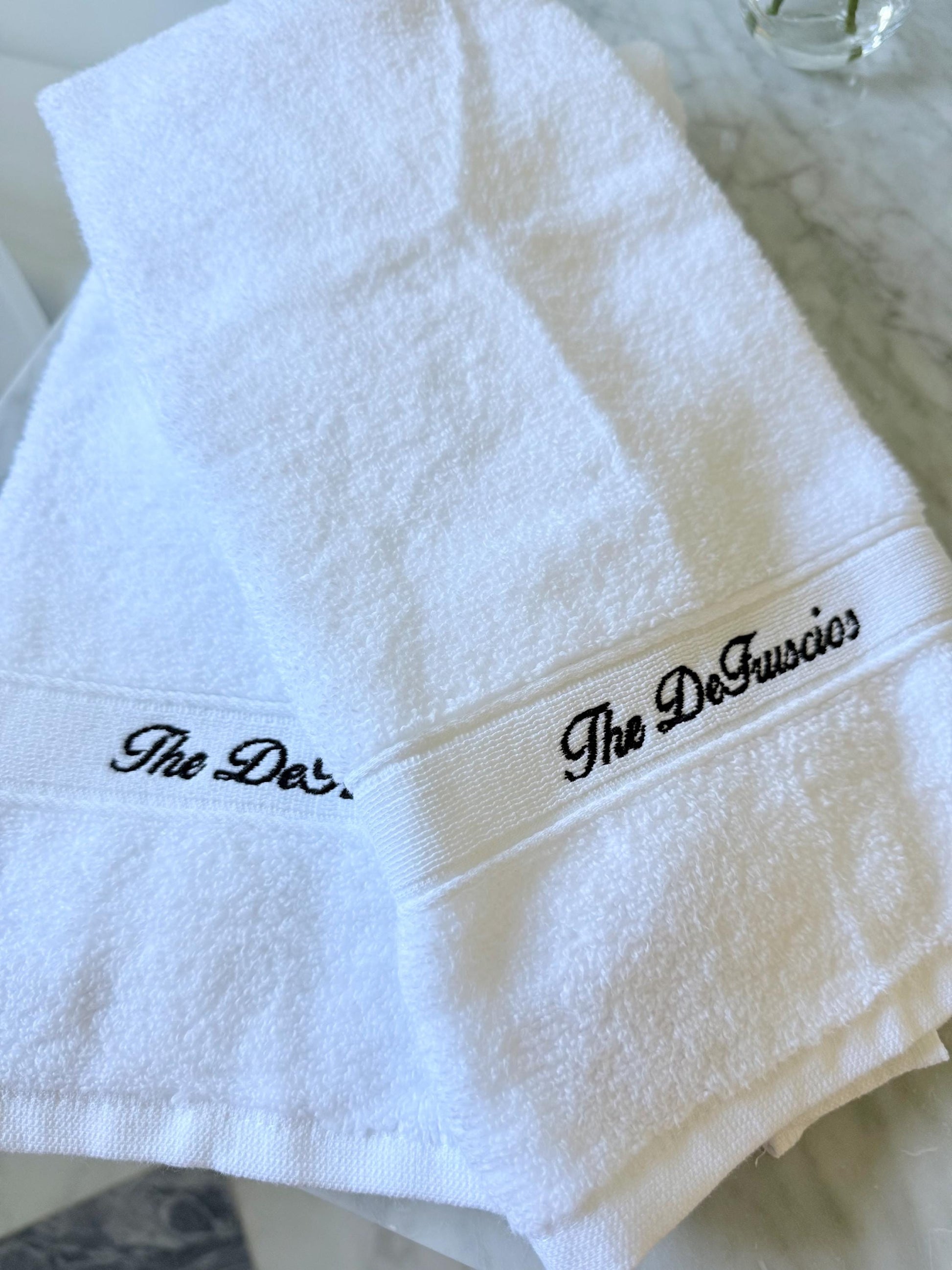 Personalized Hand Towel, Custom Embroidered Family Name Towel, Luxury Cotton Bathroom Decor, Housewarming Wedding or Hostess Gift