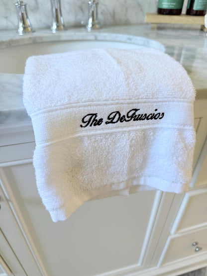 Personalized Hand Towel, Custom Embroidered Family Name Towel, Luxury Cotton Bathroom Decor, Housewarming Wedding or Hostess Gift