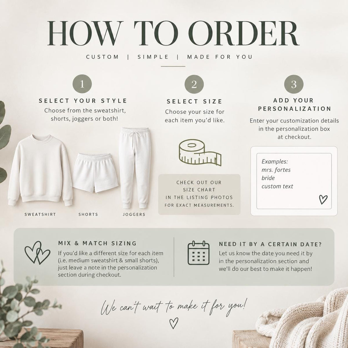 Bride Sweat Set, Custom Embroidered Bride Sweatsuit with Wedding Date Sleeve, Mrs Sweatshirt Joggers or Shorts, Bride Getting Ready Outfit