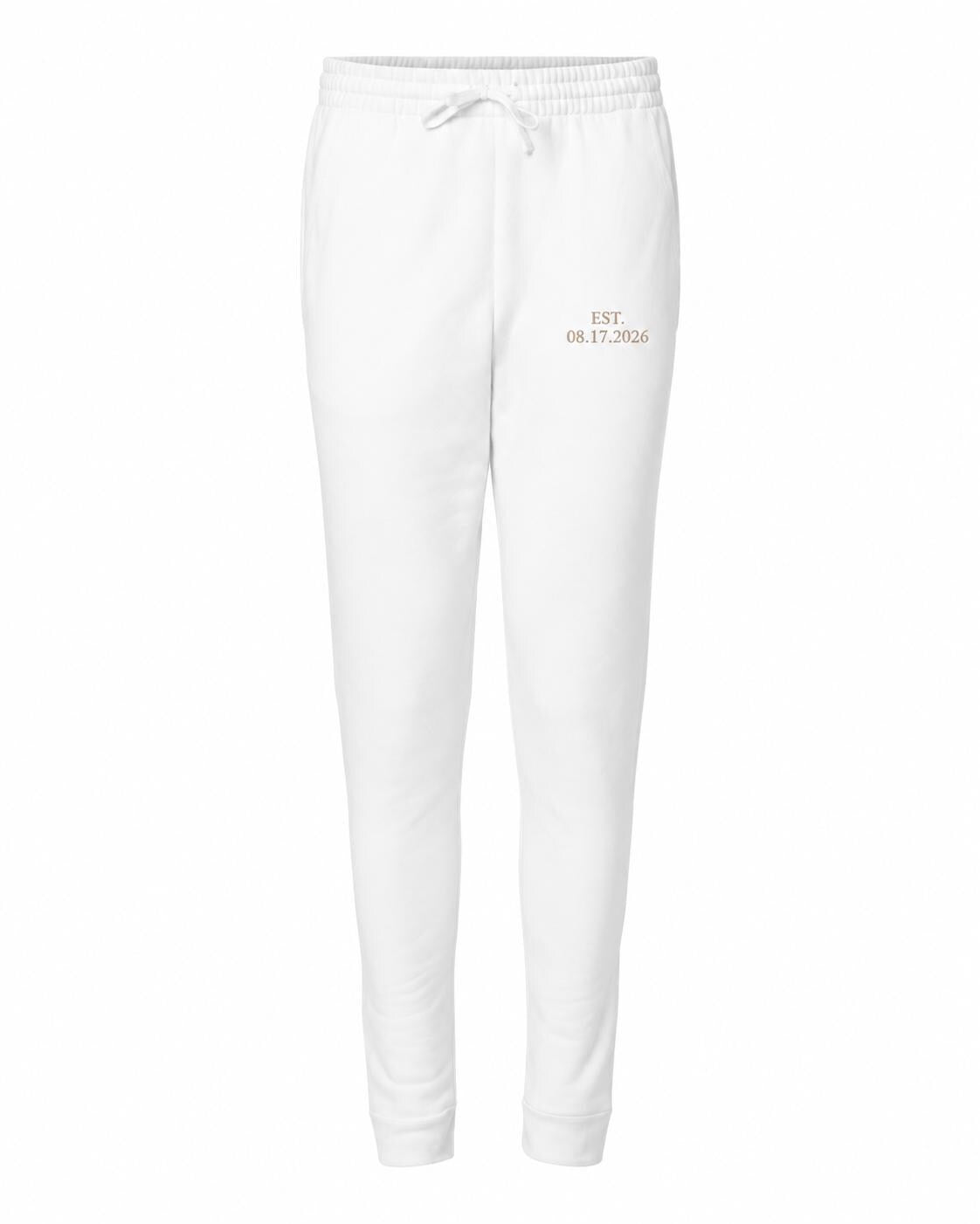 Bride Sweat Set, Custom Embroidered Bride Sweatsuit with Wedding Date Sleeve, Mrs Sweatshirt Joggers or Shorts, Bride Getting Ready Outfit