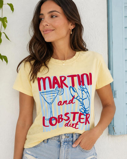 Martini & Lobster Diet Embossed T-Shirt