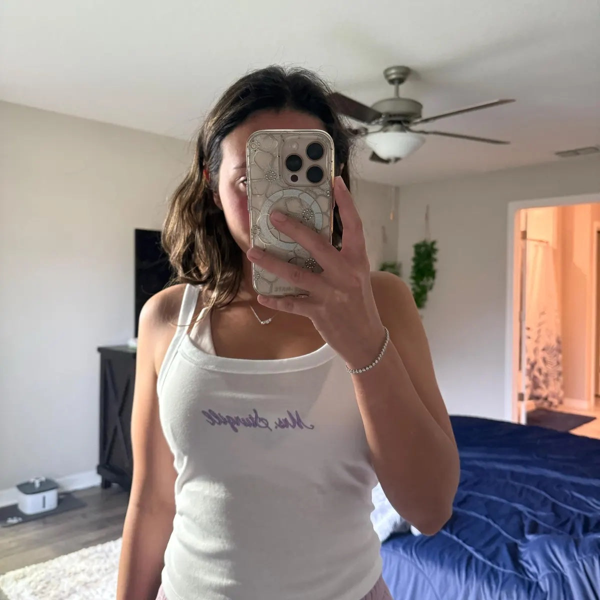 Embroidered Personalized Mrs. Tank Top for Bride