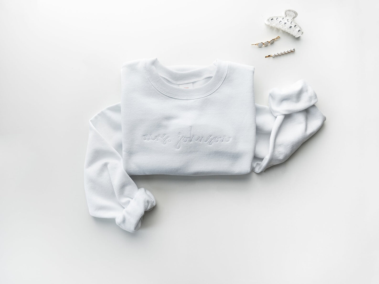 Custom Embroidered Mrs. Crewneck Sweatshirt - Up2ournecksinfabric