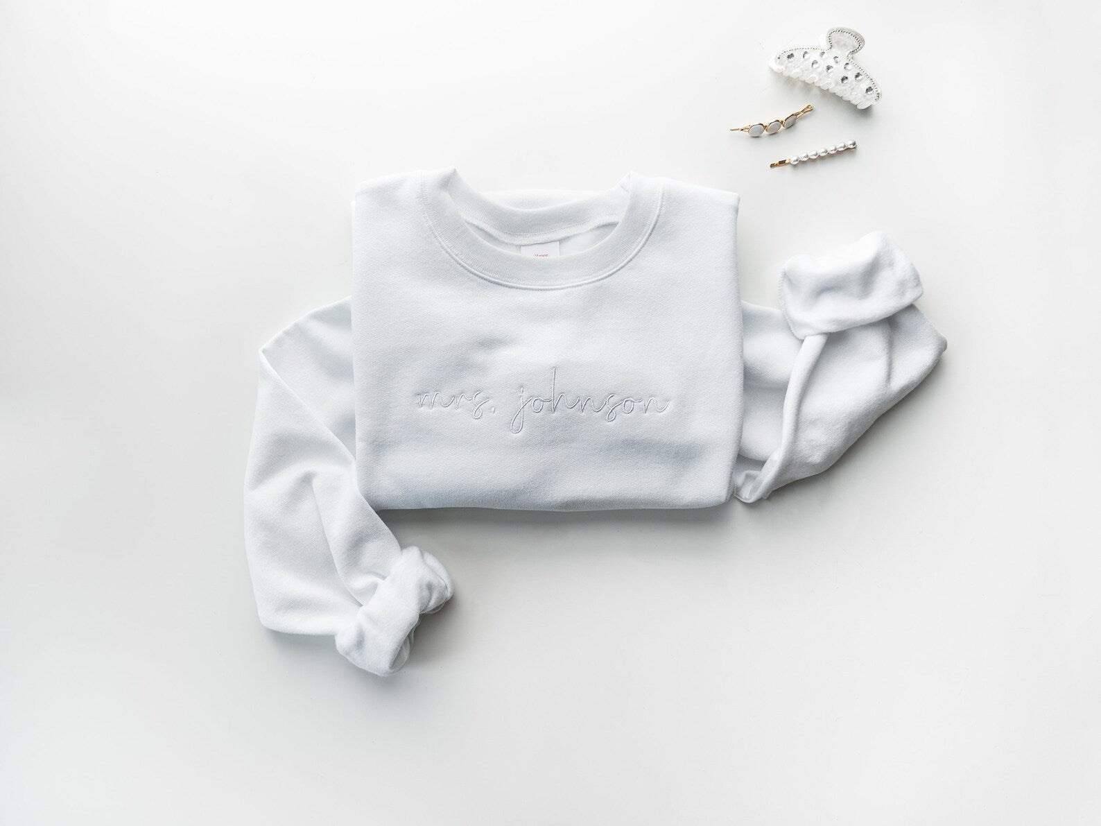 Custom Embroidered Mrs. Crewneck Sweatshirt - Up2ournecksinfabric