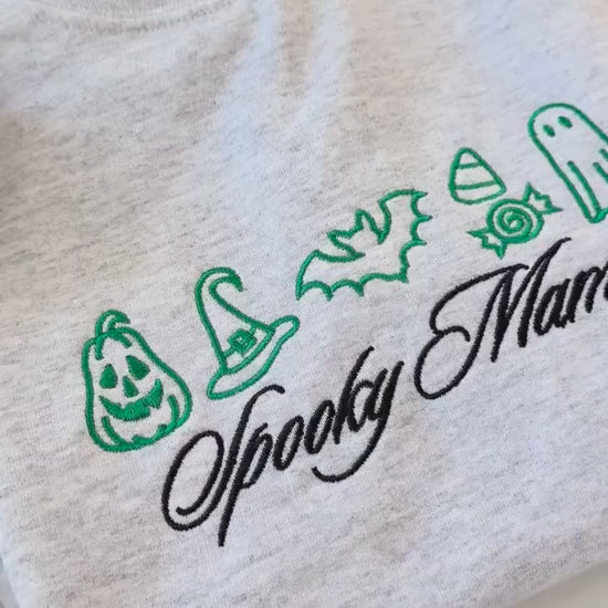 Embroidered Spooky Mom Shirt, Halloween Sweatshirt for Mom, Gift for Mom for Fall, Fall Embroidery Custom Sweatshirt, Spooky Season Sweater
