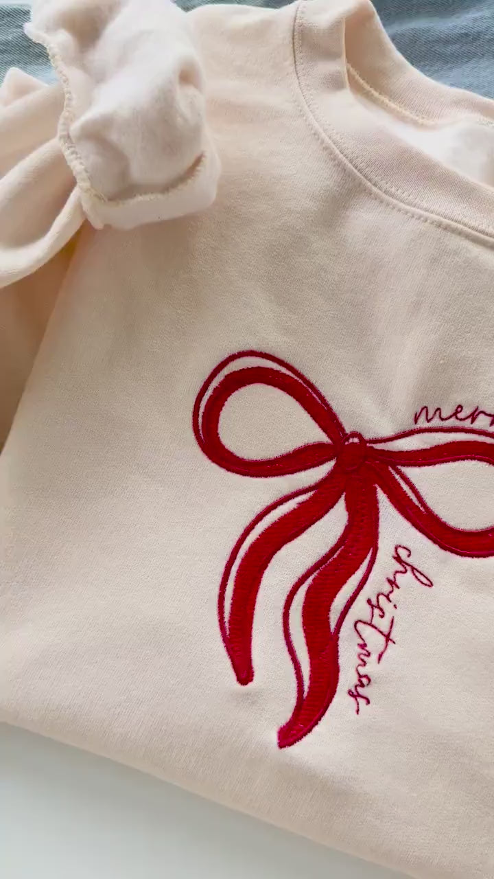 Merry Christmas Embroidered Sweatshirt, Christmas Sweatshirt, Christmas Sweatshirt for Women, Christmas Embroidery Sweatshirt