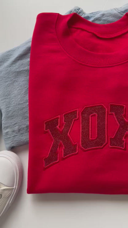 Glitter Red XOXO Embroidered Valentine Sweatshirt