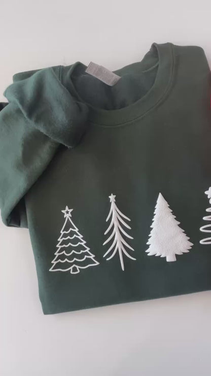 Embossed Four Christmas Tree Sweatshirt