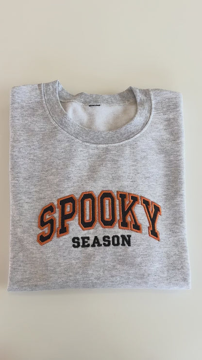 Customized Spooky Season Glitter Halloween Embroidered Sweatshirt