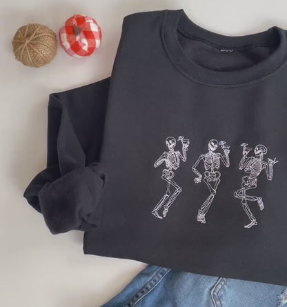 Embroidered Halloween Skeleton Sweatshirt