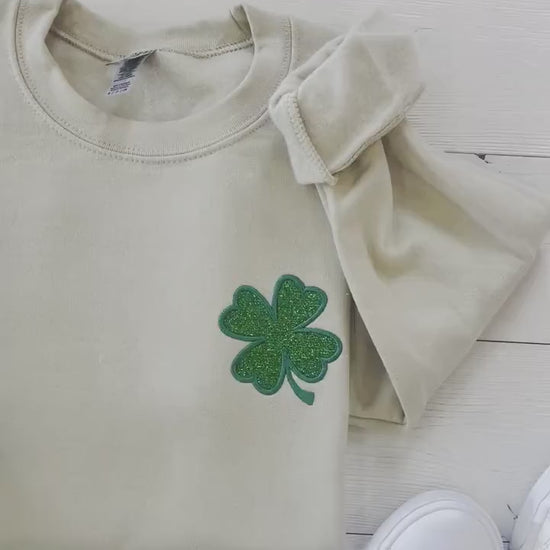 Glitter St Patty's Sweatshirt, St. Patrick's Sweatshirt, Embroidered St Patty's, Women's St Patrick's Day Sweater, Shamrock Sweatshirt