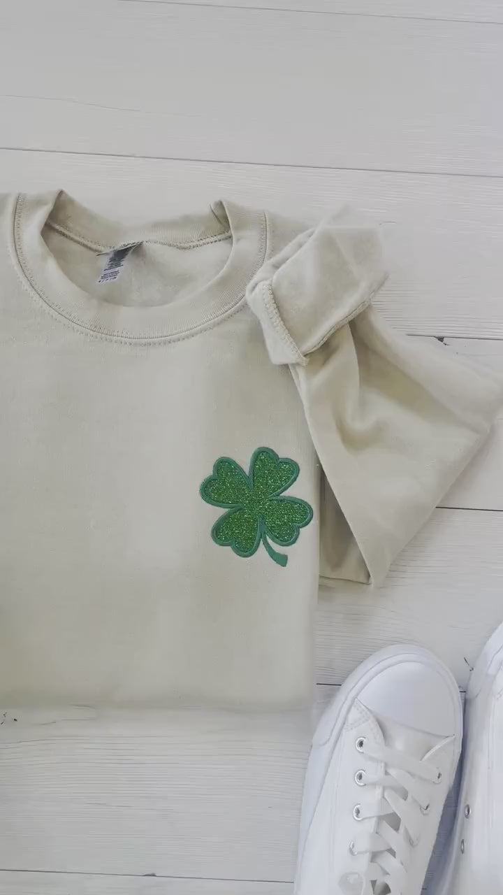 Glitter St Patty's Sweatshirt, St. Patrick's Sweatshirt, Embroidered St Patty's, Women's St Patrick's Day Sweater, Shamrock Sweatshirt