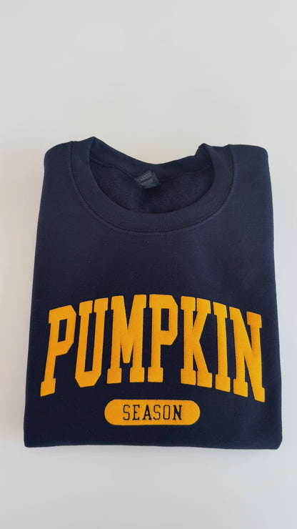 Embossed Fall Pumpkin Season Crewneck Sweatshirt