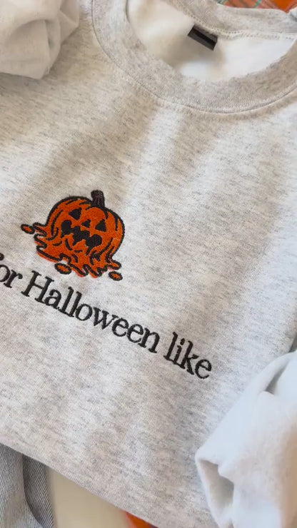 Women's Embroidered Halloween Sweatshirt Vintage Pumpkin Crewneck Jack-O’-Lantern Crewneck Fall Clothes Spooky Season