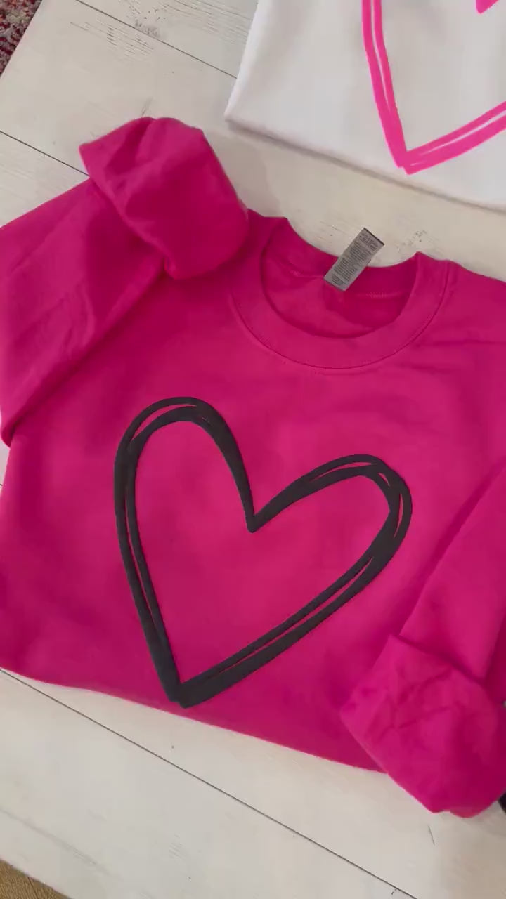 Embossed Valentines Day Sweatshirt, Valentine Day Sweater, Heart Sweatshirt, Galentines day shirt, Love top, Valentine gift, gift for her