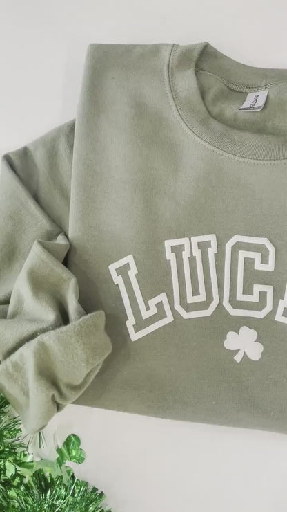 Womens St. Patricks Day Sweatshirt, Lucky Sweatshirt, Irish Sweatshirt, Clover Sweatshirt, Four Leaf Clover Shirt, Womens Lucky Sweatshirt