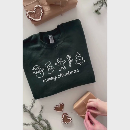 Merry Christmas Sweatshirt, Embroidered Christmas Sweater, Christmas Sweatshirt for Women, Merry Christmas Sweatshirt, Christmas Pajamas