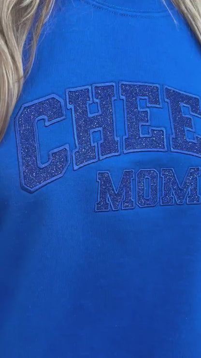 Glitter Cheer Mom sweatshirt, Cheer Mama sweater, Embroidered Cheer Mom shirt, Cheerleading Mom top, School Spirit shirt, cheer sparkle top