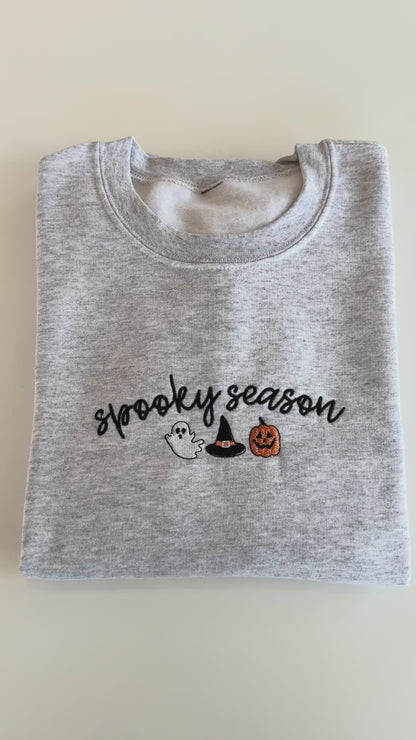 Personalized Embroidered Halloween Sweatshirt – Cozy or Spooky Season Crewneck