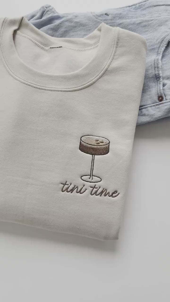 Tini Time, Espresso Martini Crewneck, Embroidered Espresso Martini Sweatshirt, Just A Girl Who Loves Espresso Martinis, Martini Time