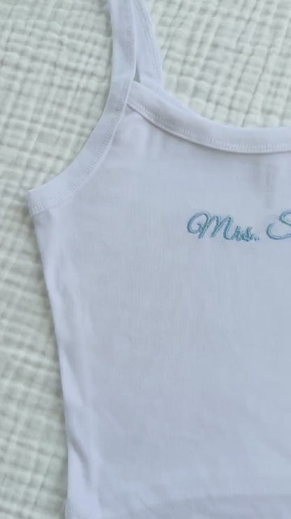 Embroidered Spaghetti Strap Tank Top, Mrs. Tank, Bride T-Shirt, Bridal Shower Gift, Engagement Gift, Bridal Tank Top, Mrs. Baby Tee,