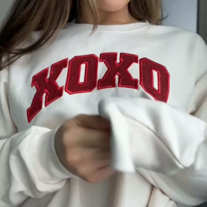 Glitter Red XOXO Embroidered Valentine Sweatshirt