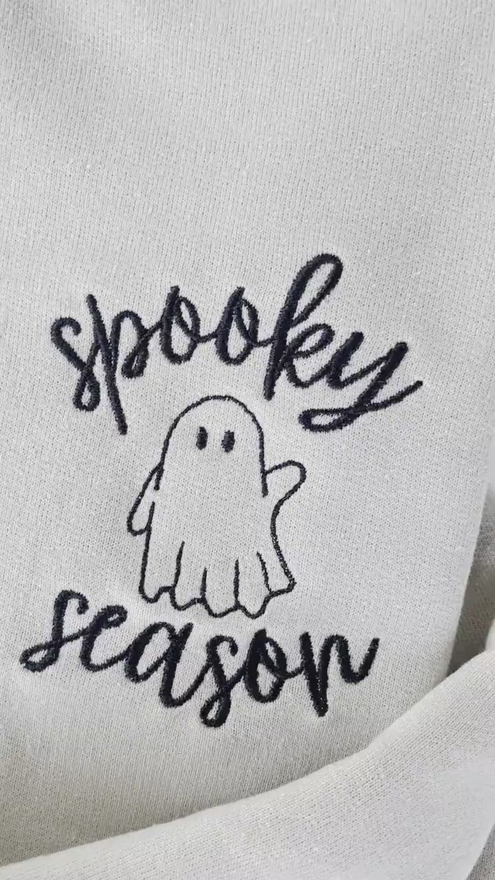 Halloween Embroidered Sweatshirt, Fall Embroidery, Spooky Season, Halloween Sweatshirt, Ghost Sweatshirt, Fall Crewneck, Fall Sweatshirt