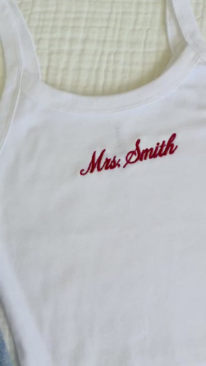 Mrs. Tank Top, Embroidered Tank, Bachelorette Outfit