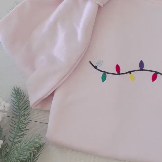 Christmas Lights Sweatshirt, Christmas Embroidered Sweatshirt, Christmas Sweatshirt, Embroidered Christmas Sweatshirt, Festive Sweatshirt