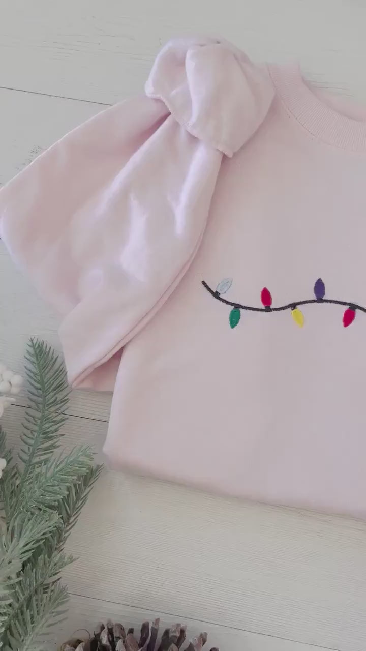 Christmas Lights Sweatshirt, Christmas Embroidered Sweatshirt, Christmas Sweatshirt, Embroidered Christmas Sweatshirt, Festive Sweatshirt