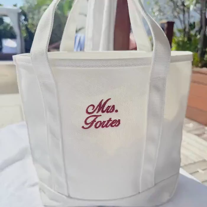 Bride Bag, White Embroidered Tote, Mrs Gift