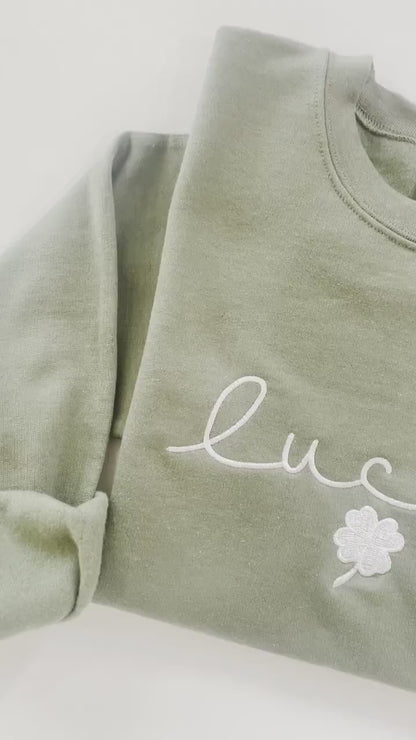 Embroidered St Patty's Day Sweatshirt, Embroidered Lucky Sweatshirt, Lucky Shirt, St Patrick's Shirt, Women's Lucky Shirt, Irish Sweatshirt