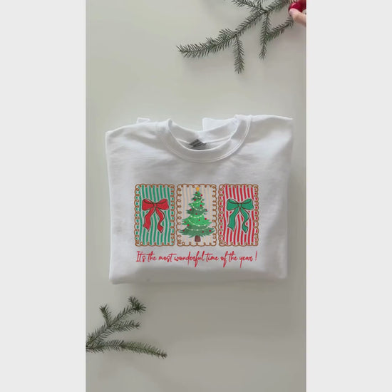 Its the Most Wonderful Time of the Year Sweatshirt Christmas Cookie Crewneck Holiday Sweater Winter Pullover Christmas Tree Bow Gift for her